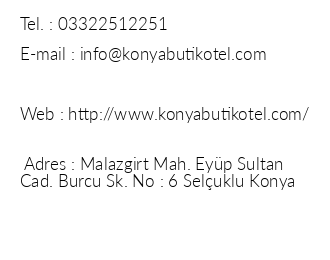 Seyr-i Konya Butik Otel iletiim bilgileri